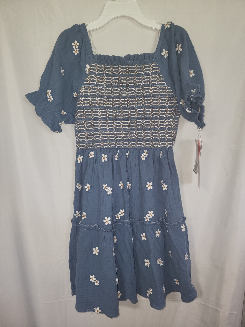Nwt Girls Size 16 Rare Editions Blue Daisy Smocked Casual Dress